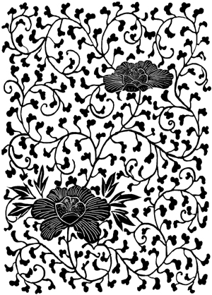 Japanese Flowers Background Unmounted Rubber Stamp